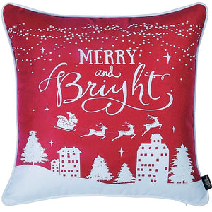 Set Of 4 18" Christmas Merry Bright Throw Pillow Cover In Multicolor