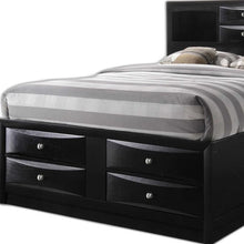 Black Multi-Drawer Queen Bed With Bookcase Headboard
