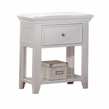 White Wood  Nightstand With 1 Drawer And Shelf
