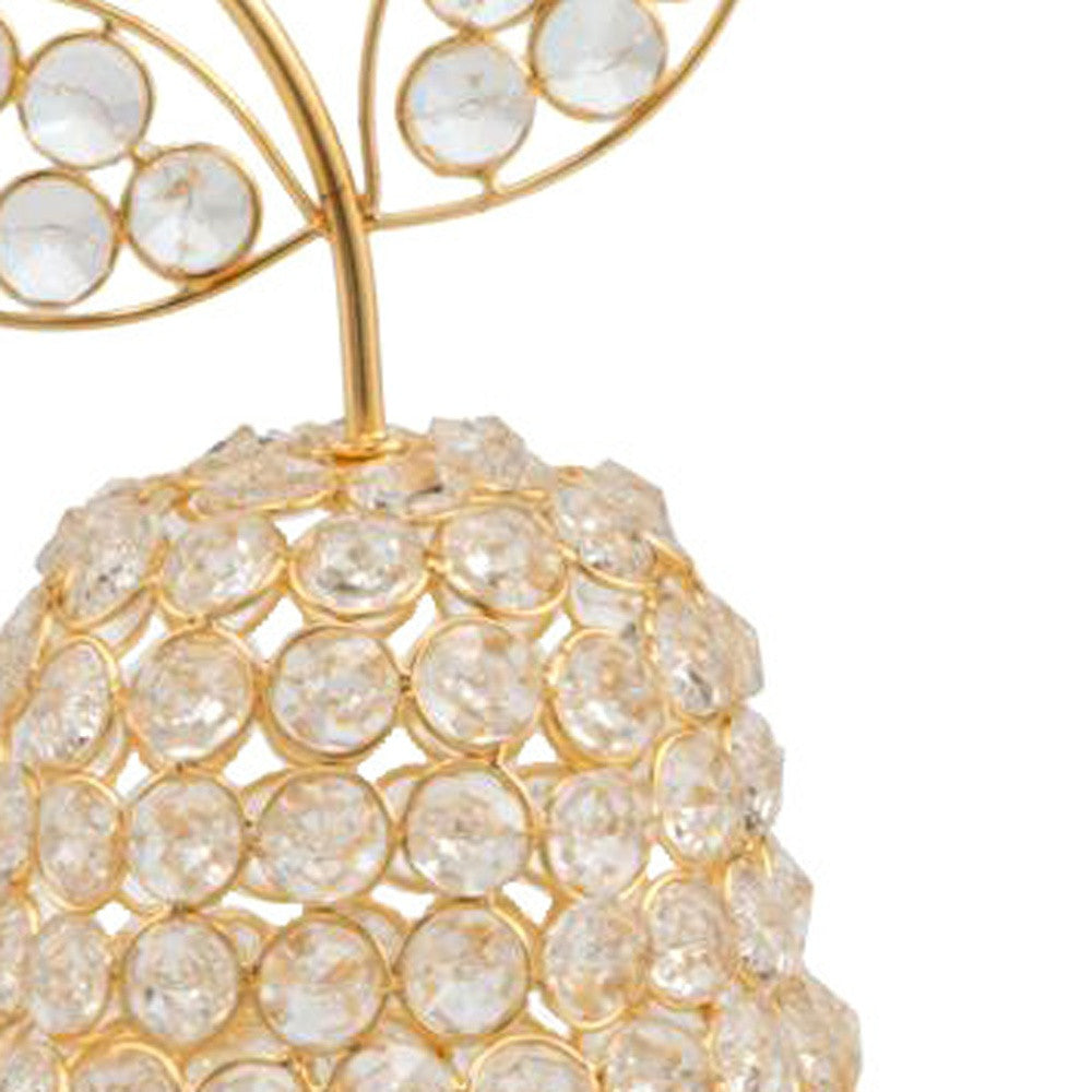 10.75" Medium Faux Crystal Gold Pear Sculpture