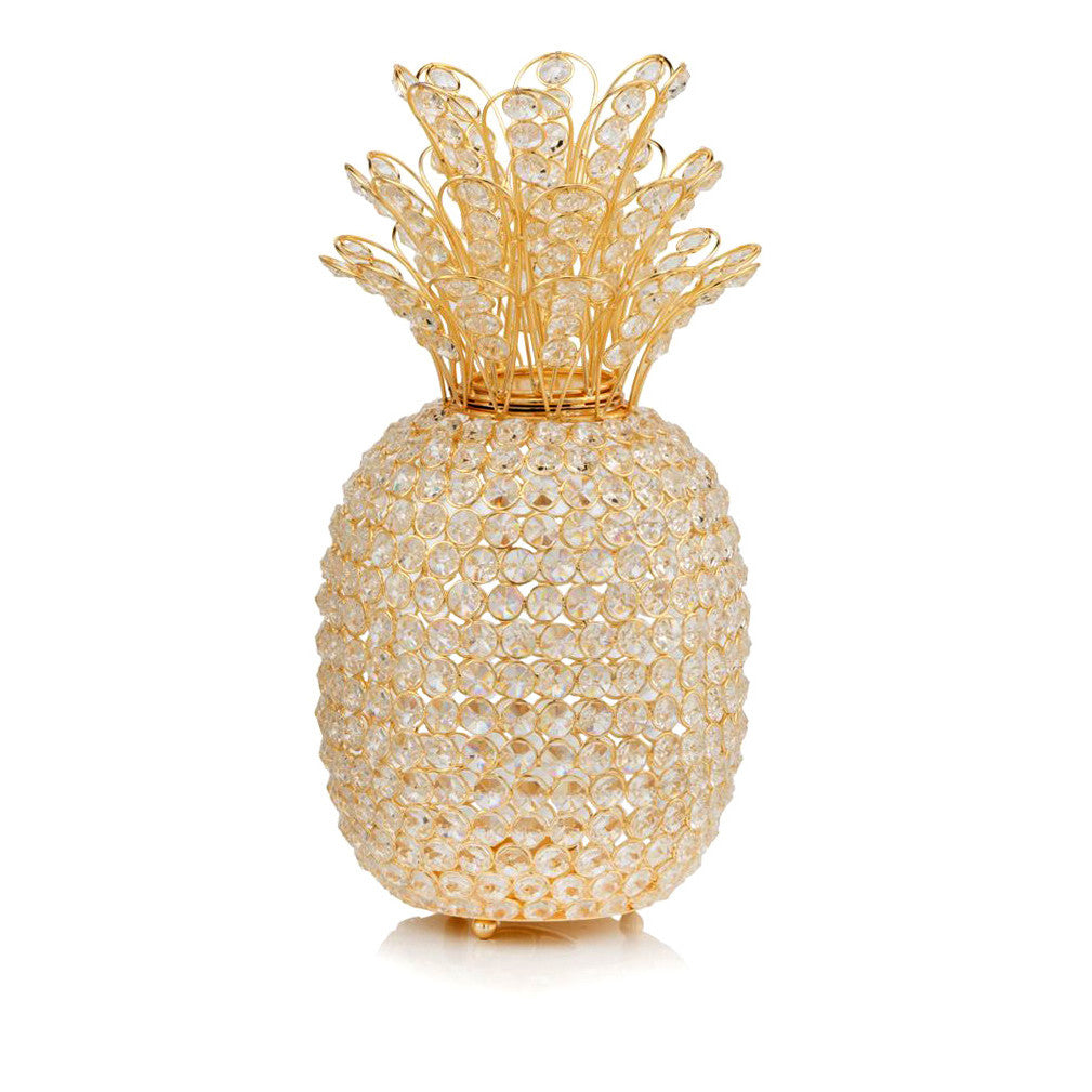 15" Gold Pineapple Faux Crystal Sculpture