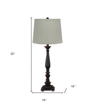 Distressed Black Traditional Table Lamp With Natural Shade