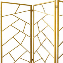 Golden Abstract Geo Three Panel Room Divider Screen