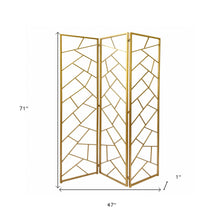 Golden Abstract Geo Three Panel Room Divider Screen