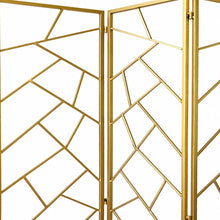 Golden Abstract Geo Three Panel Room Divider Screen