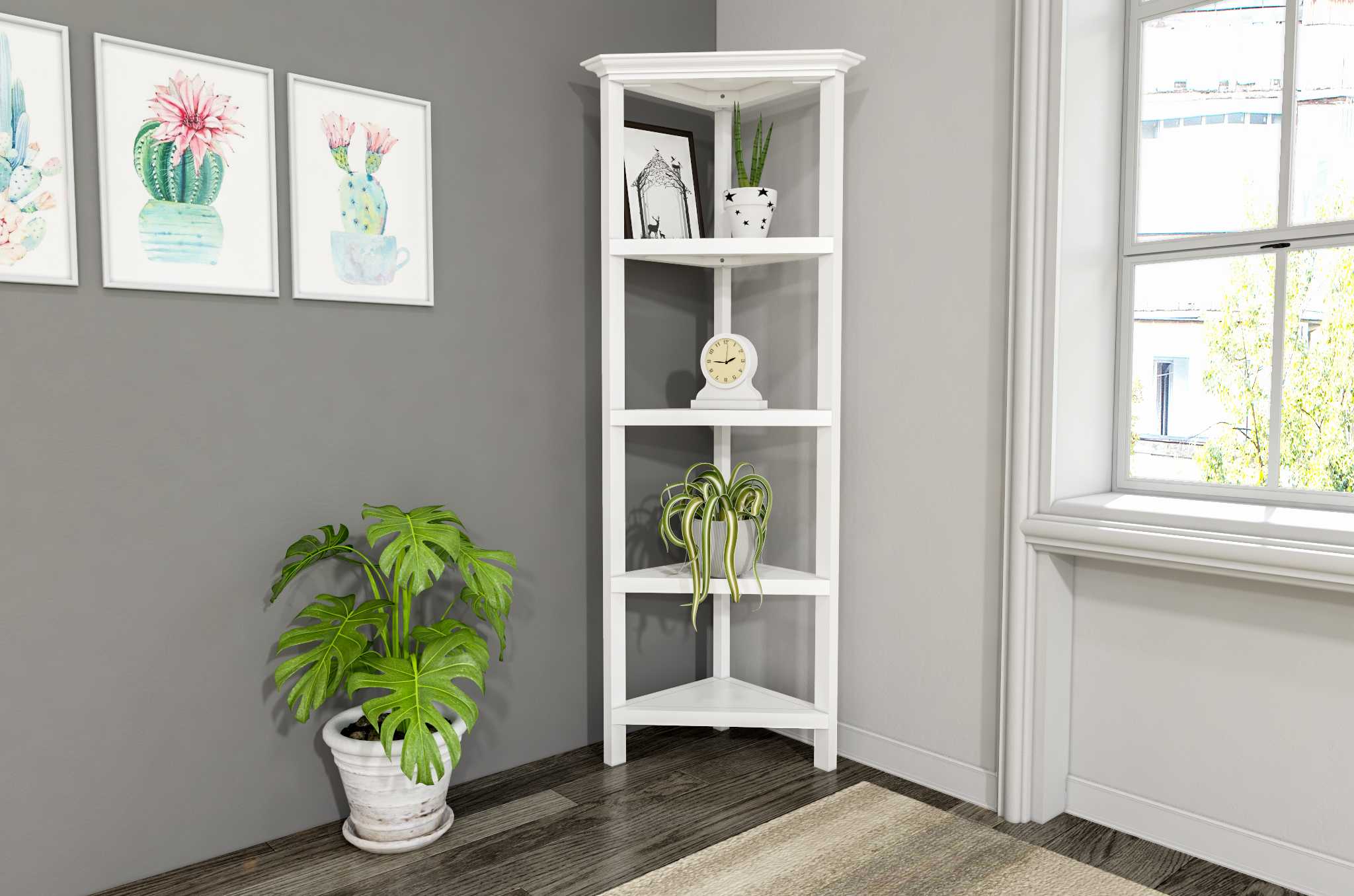 60" Bookcase With 2 Shelves In White