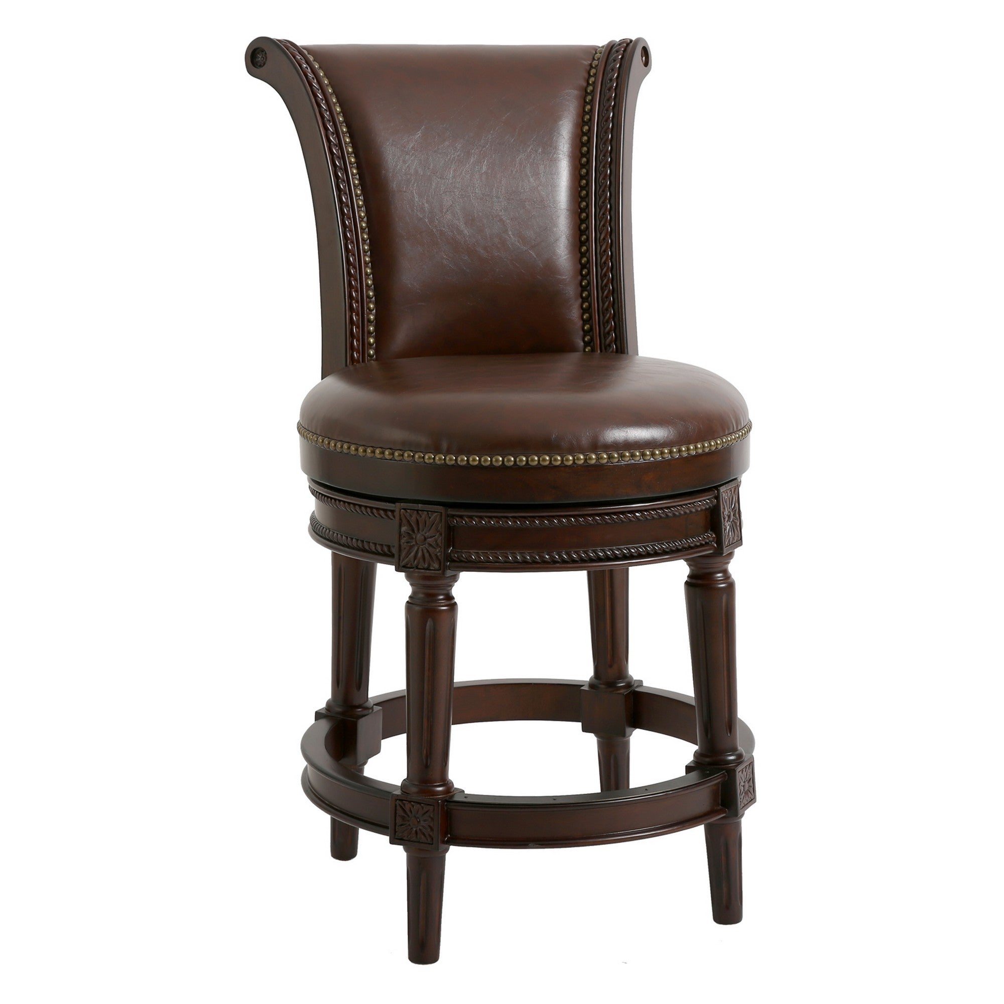 Walnut Hardwood Frame Upholstered Bar Stool 39"