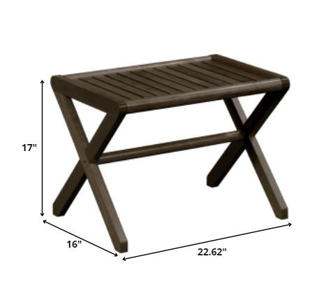 23" Dark Brown Wood Slat Stool Or End Table