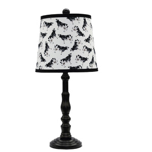 Black Traditional Table Lamp With Cow Printed Shade