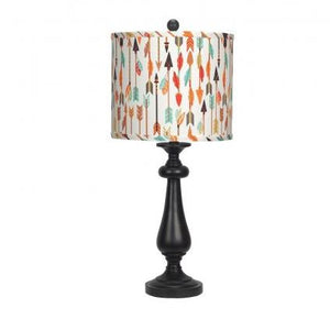 Black Candlestick Multi Color Tribal Arrows Shade Table Lamp