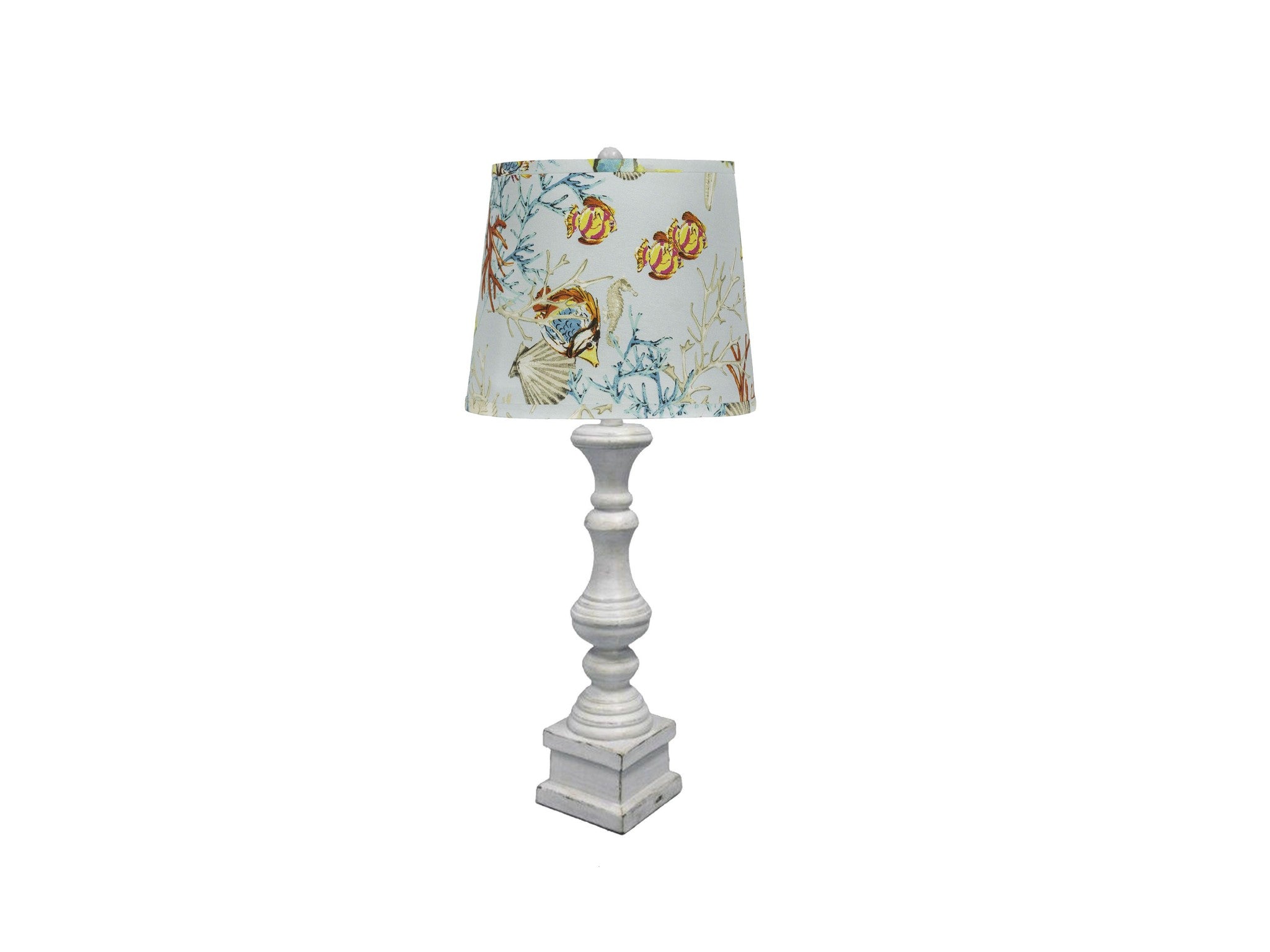 Distressed Whitewash Under The Sea Shade Table Lamp.