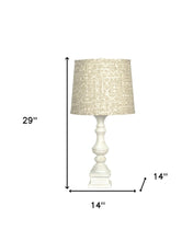 Distressed Whitewash Beige Batik Shade Table Lamp