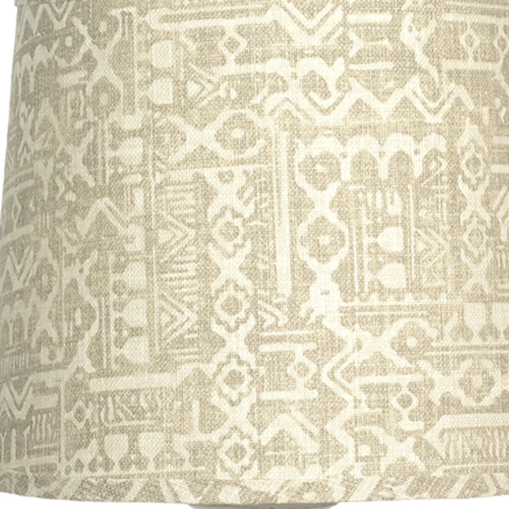 Distressed Whitewash Beige Batik Shade Table Lamp