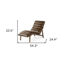 Modern Brown Genuine Leather Chaise Lounge Chair With Solid Wood Frame And Base