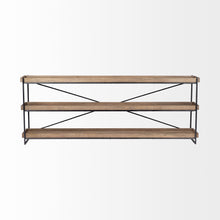 Light Brown Mango Wood Finish Console Table With Matte Black Iron Frame