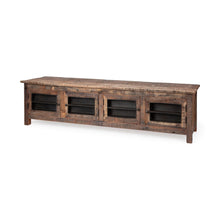 Medium Brown Reclaimed Wood Tv Stand Media Console With 4 Metal Doors