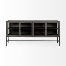 Black Solid Mango Wood Finish Sideboard With 4 Glass Cabinet Doors