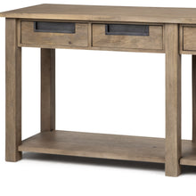 Light Brown Mango Wood Finish Console Table With 4 Drawers