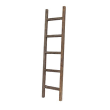 5 Step Rustic Espresso Gray Wood Ladder Shelf