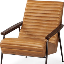 Tan Leather Wrap Accent Chair With Metal Frame