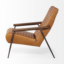 Tan Leather Wrap Accent Chair With Metal Frame