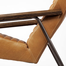 Tan Leather Wrap Accent Chair With Metal Frame