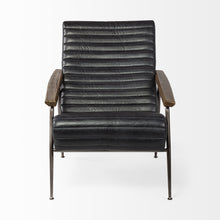 Black Leather Wrap Accent Chair With Metal Frame