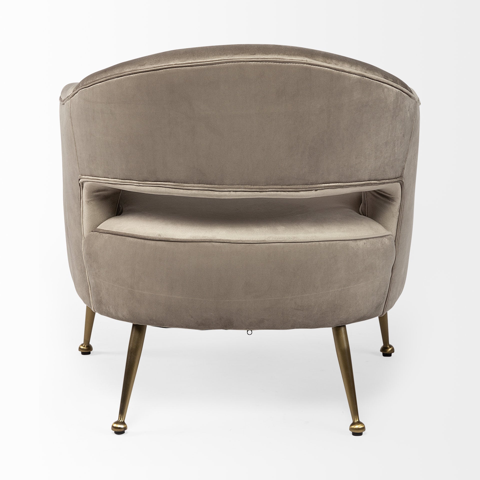 Taupe Velvet Wrap Brass Accent Chair With Metal Base