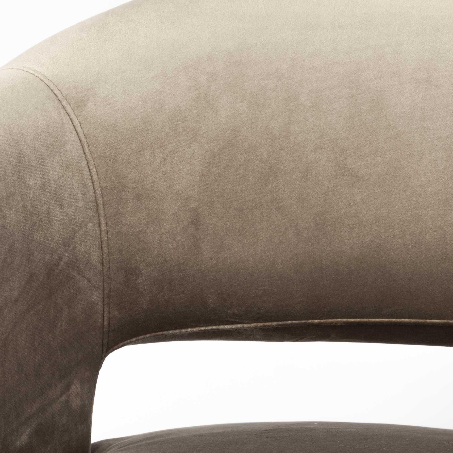 Taupe Velvet Wrap Brass Accent Chair With Metal Base