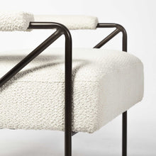 Off White Fabric Wrap Accent Chair With Metal Frame