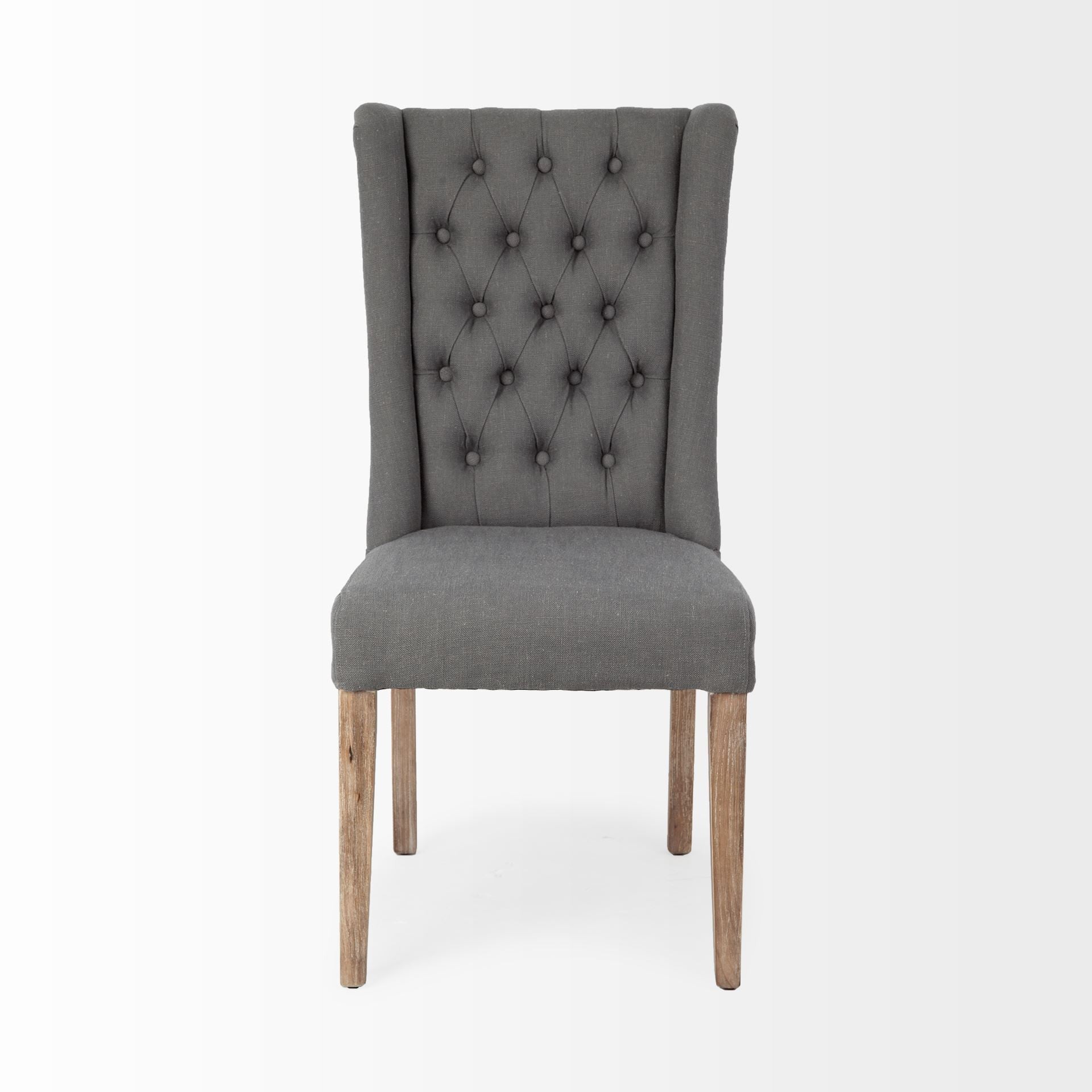 Gray Plush Linen Covering With Ash Solid Wood Base Dining Chair