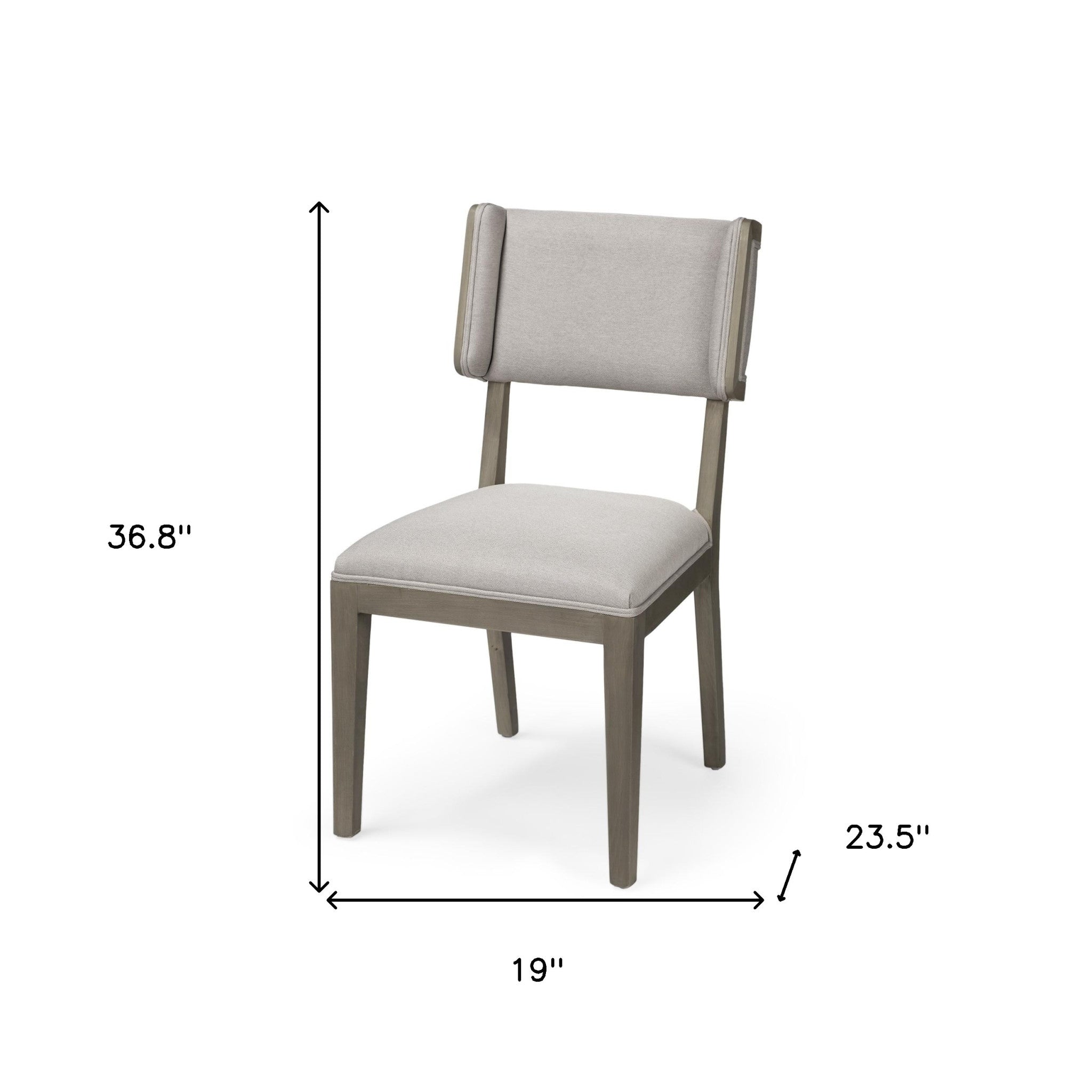 Grey Fabric Seat With Brown Wood Frame Dining Chair