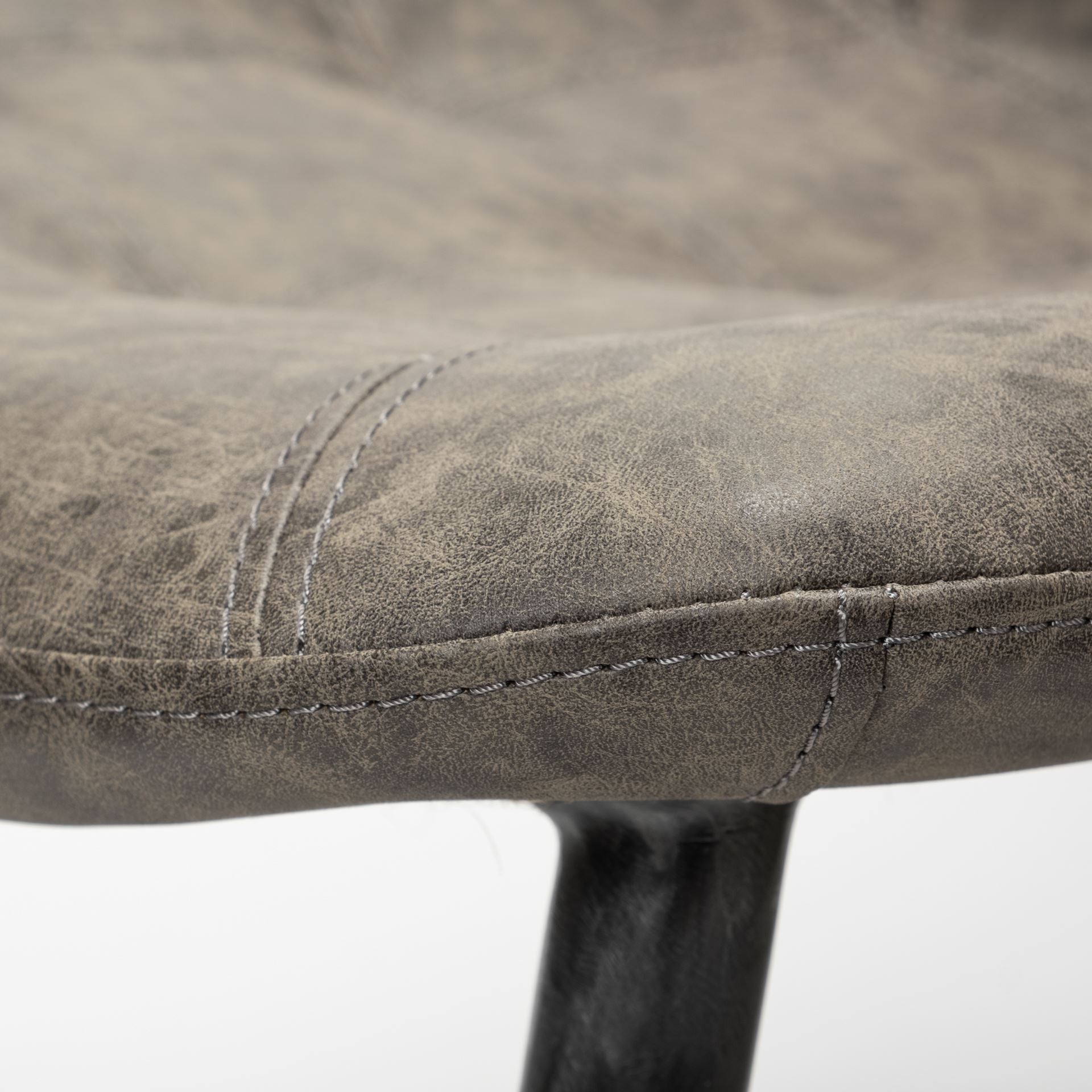 Brown Faux Leather Seat With Black Metal Frame Dining Chair