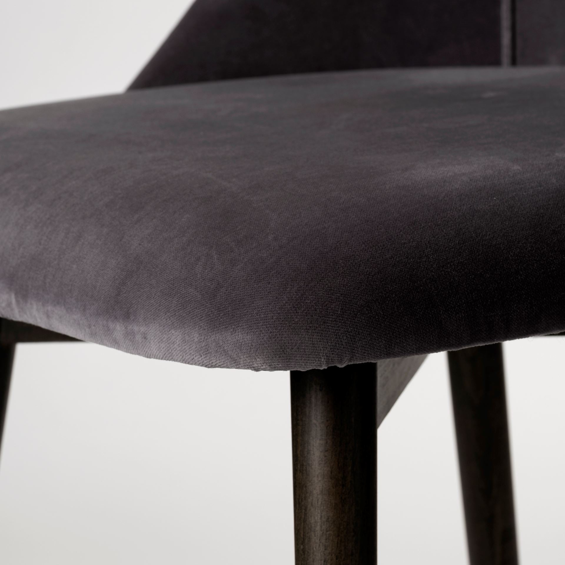 Grey Velvet Wrap With Black Wood Base Dining Chair