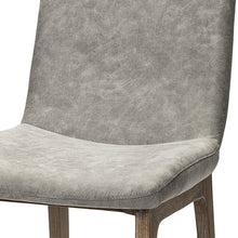 Grey Fabric Wrap With Medium Brown Wood Base Dining Chair