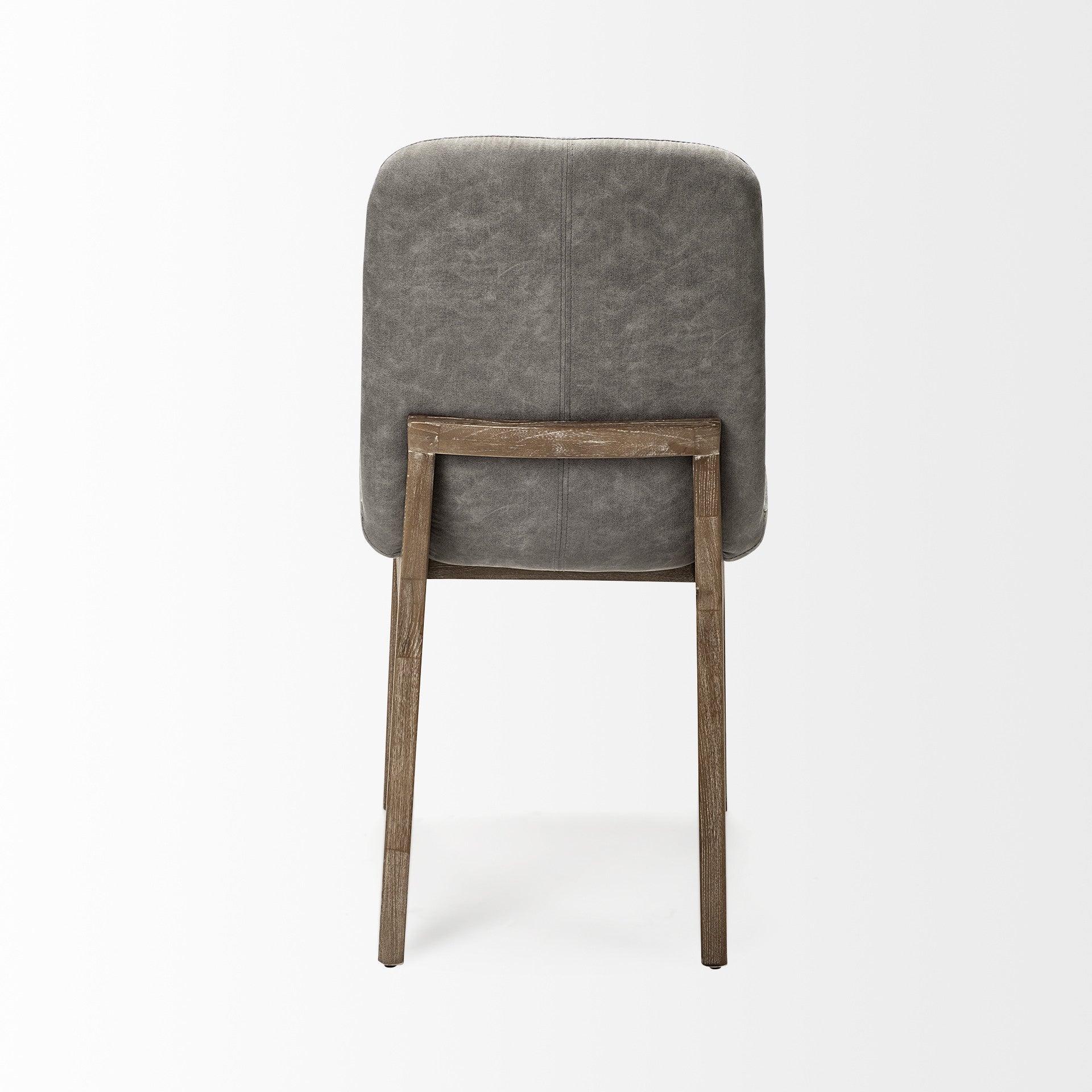 Grey Fabric Wrap With Medium Brown Wood Base Dining Chair