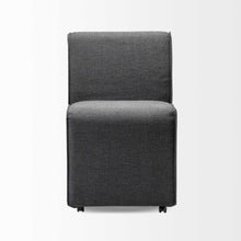 Fully Upholstered Grey Fabric Dining Chair On Casters