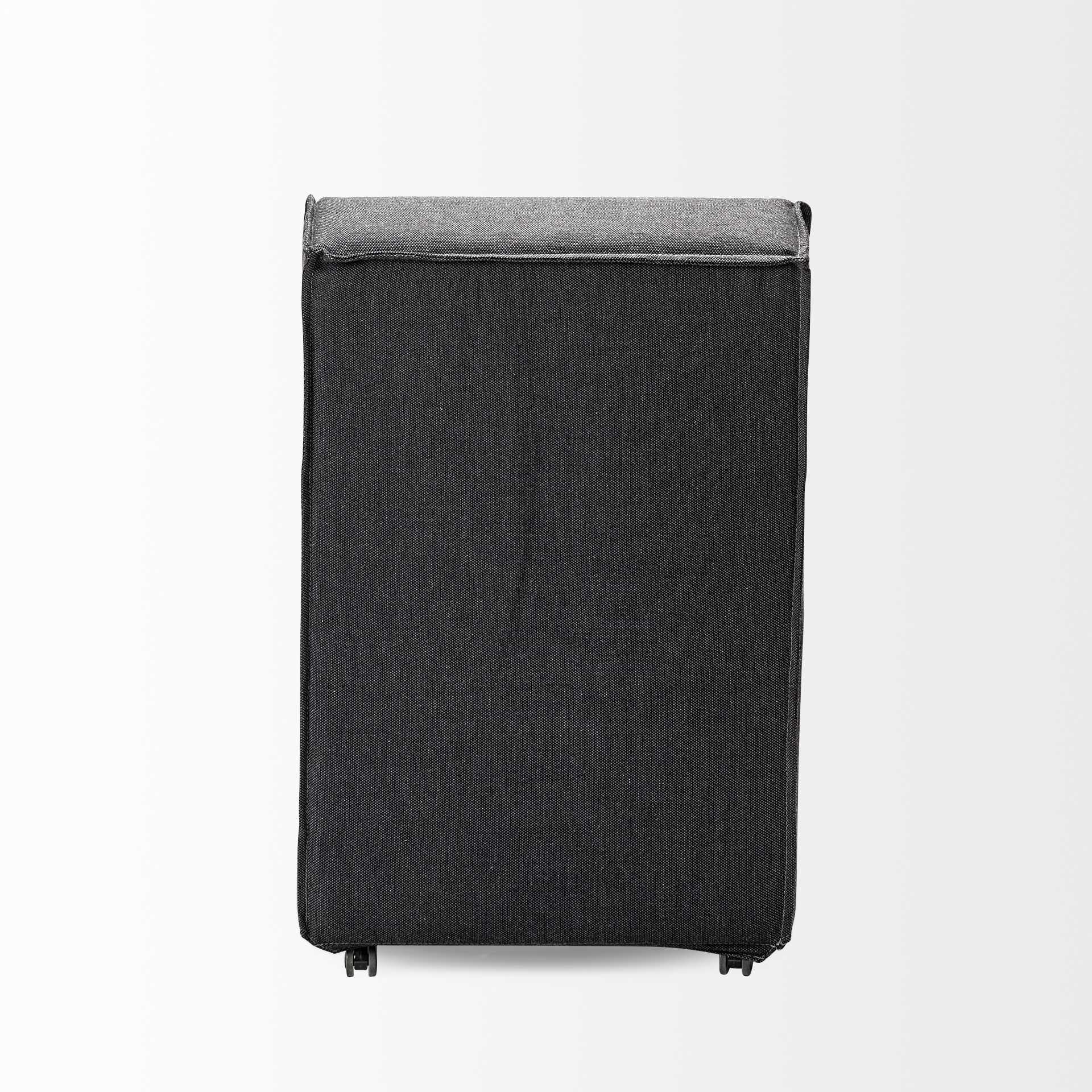 Fully Upholstered Grey Fabric Dining Chair On Casters