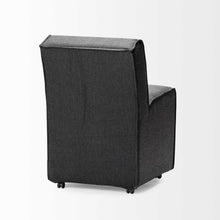 Fully Upholstered Grey Fabric Dining Chair On Casters