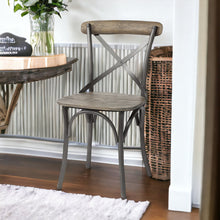 Brown Solid Wood Seat With Grey Iron Frame Dining Chair