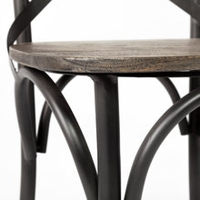 Brown Solid Wood Seat With Grey Iron Frame Dining Chair