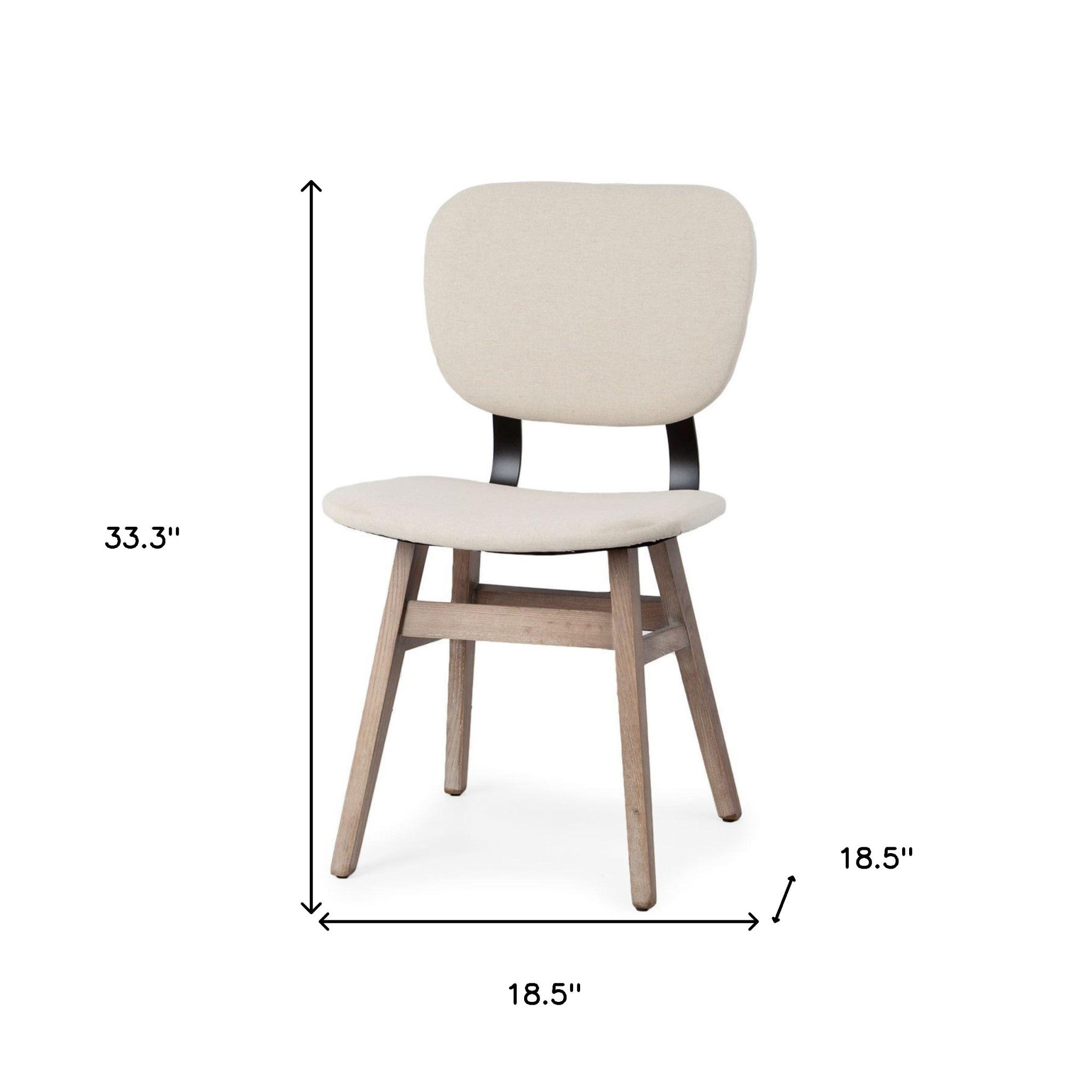 Cream Fabric Wrap With Brown Solid Wood Base Dining Chair