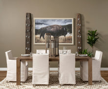 Set Of 2 Linen Look Slip Cover Wooden Base Dining Chairs