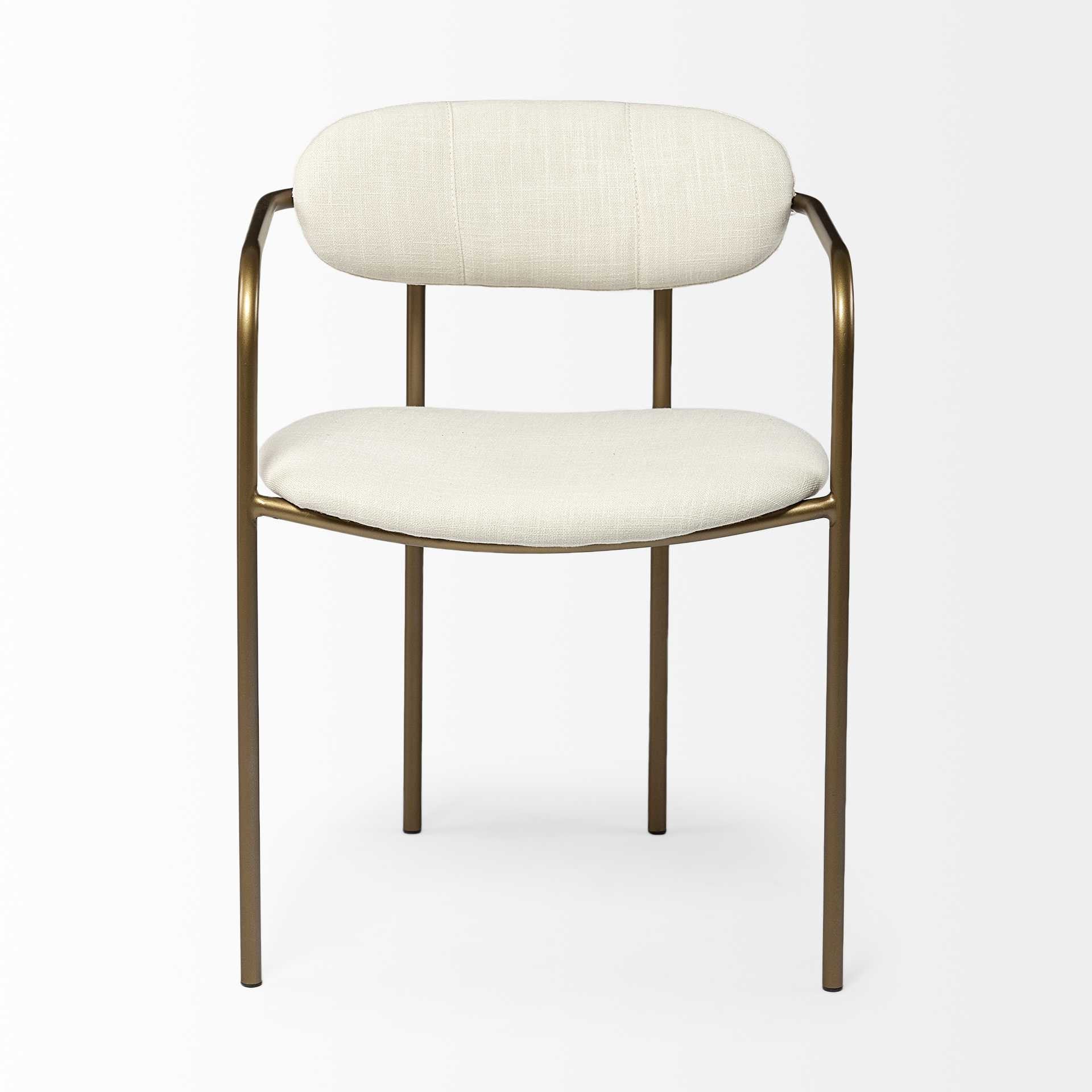 Cream Fabric Seat With Gold Iron Frame Dining Chair