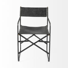 Black Leather With Black Iron Frame Dining Chair