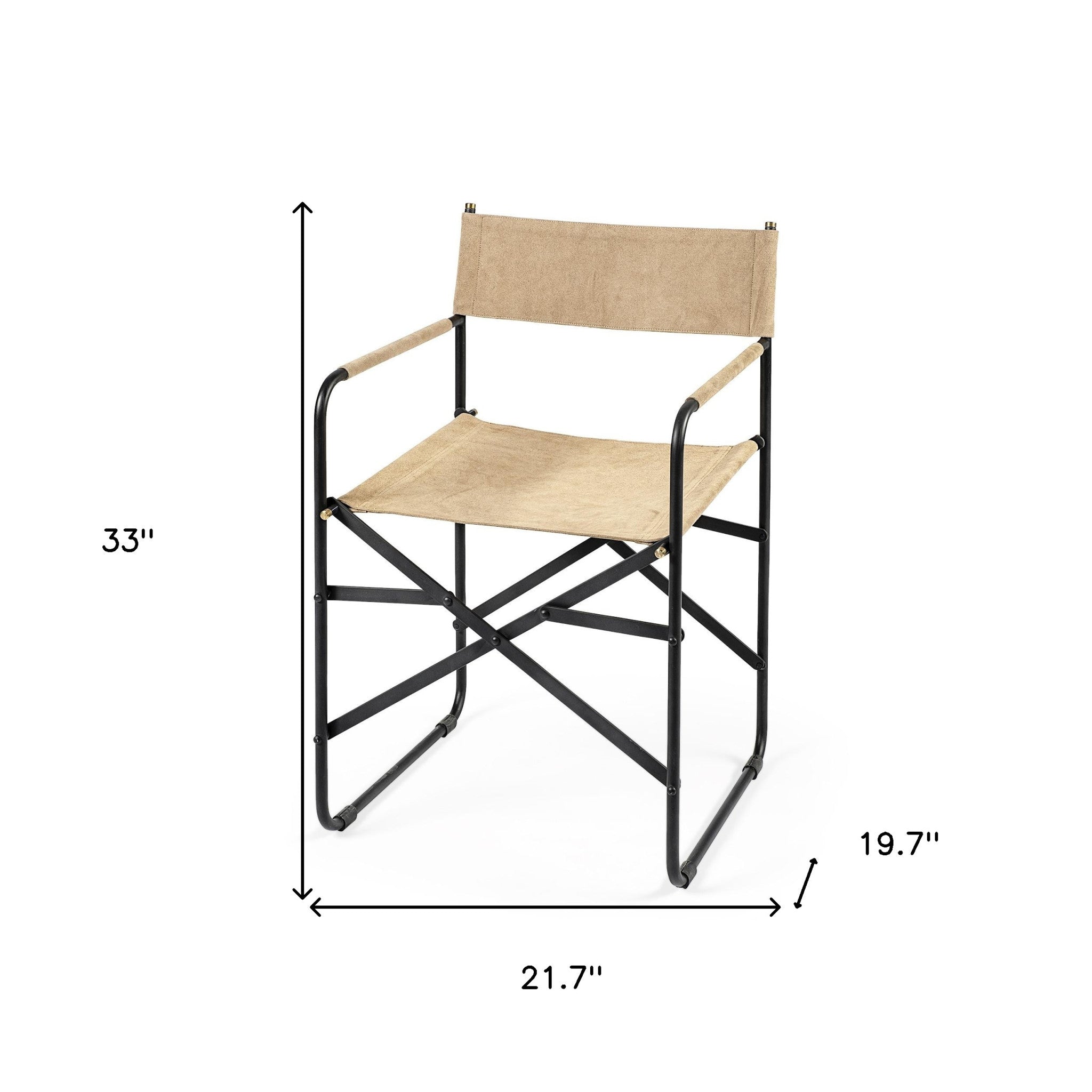 Tan Leather With Black Iron Frame Dining Chair