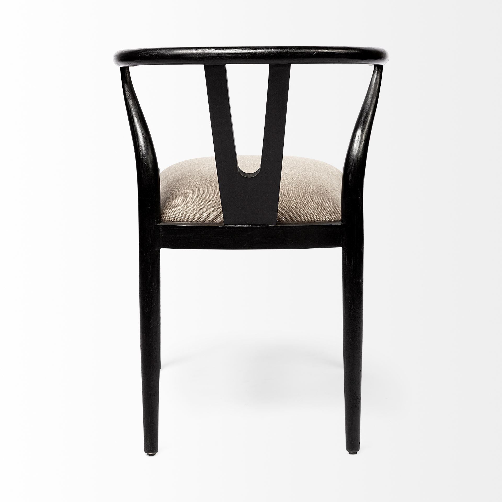 Linen Seat With Black Wooden Base Dining Chair