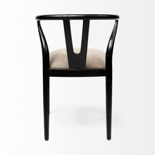 Linen Seat With Black Wooden Base Dining Chair