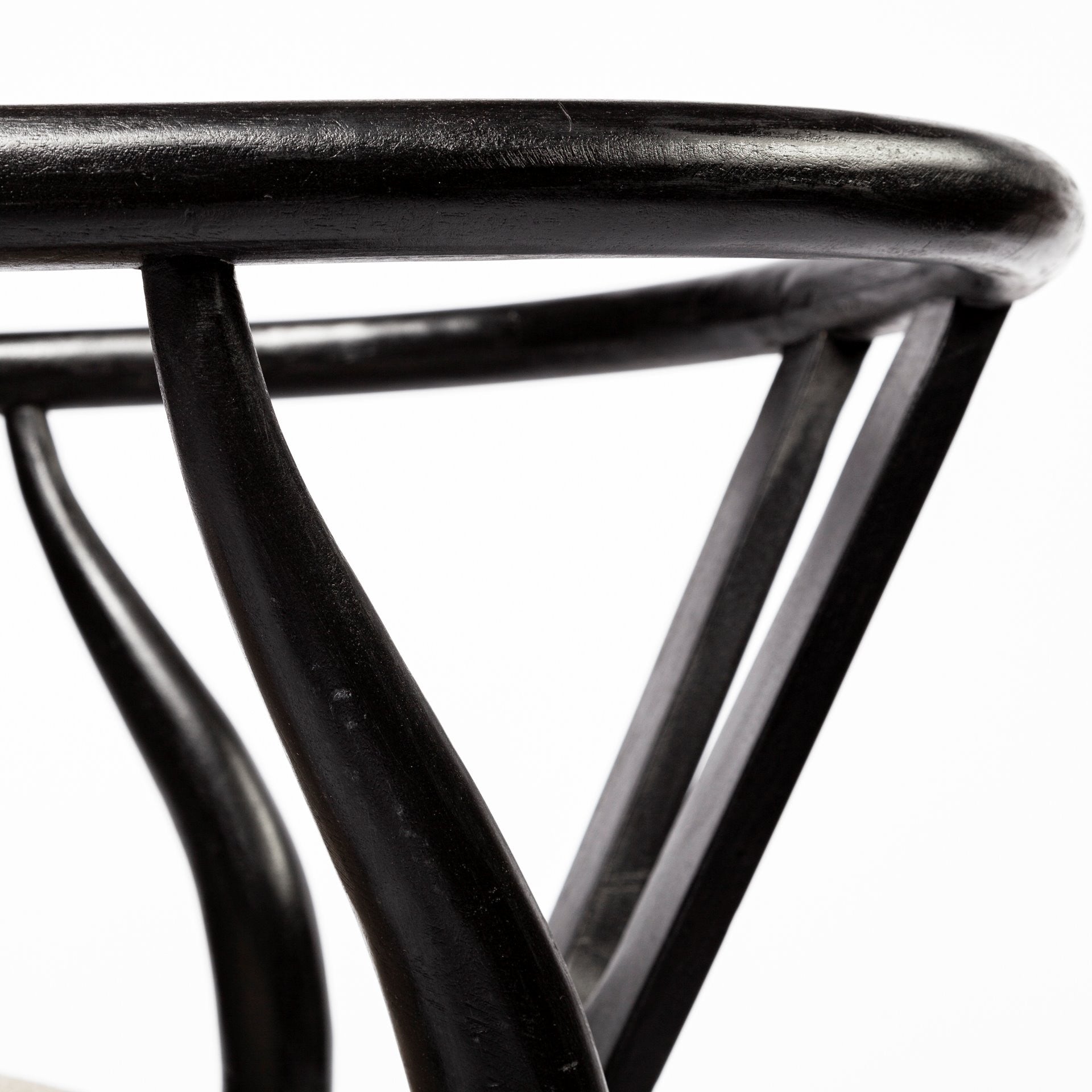 Linen Seat With Black Wooden Base Dining Chair