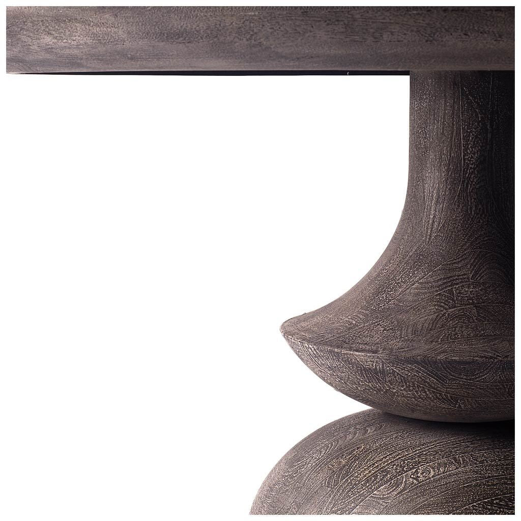Round Charcoal Gray Solid Wood Table Top And Base Dining Table 60"